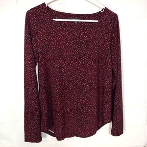 Ann Taylor Black with Pink dots blouse Size Small